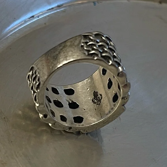 Premier Jewelry sliver ring with chain and diamond accents Sz 7 - Picture 6 of 6